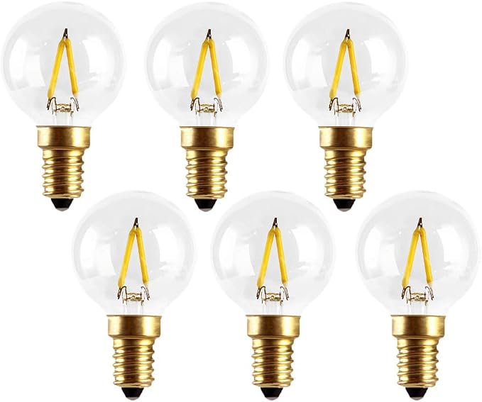 E14 1W G40 G14 LED Globe Bulbs 10W Equivalent 6000K Daylight 150LM 6 Pack