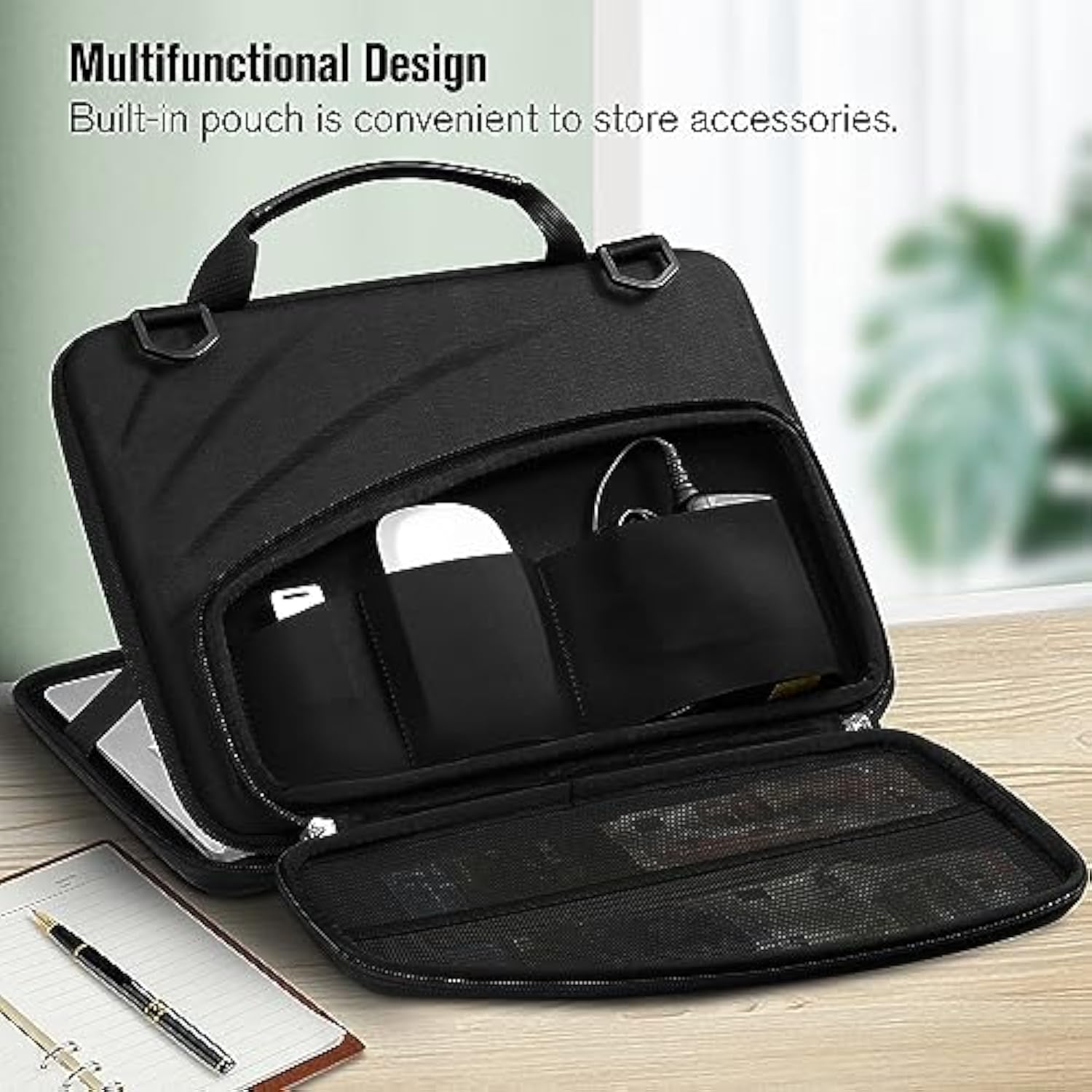 FINTIE 13-14 Inch Chromebook Sleeve Case - Protective Briefcase Shoulder Bag with Accessory Pouch for Up to 14" MacBook Samsung Dell Acer ASUS Lenovo HP Laptop Notebook Ultrabook (Black)