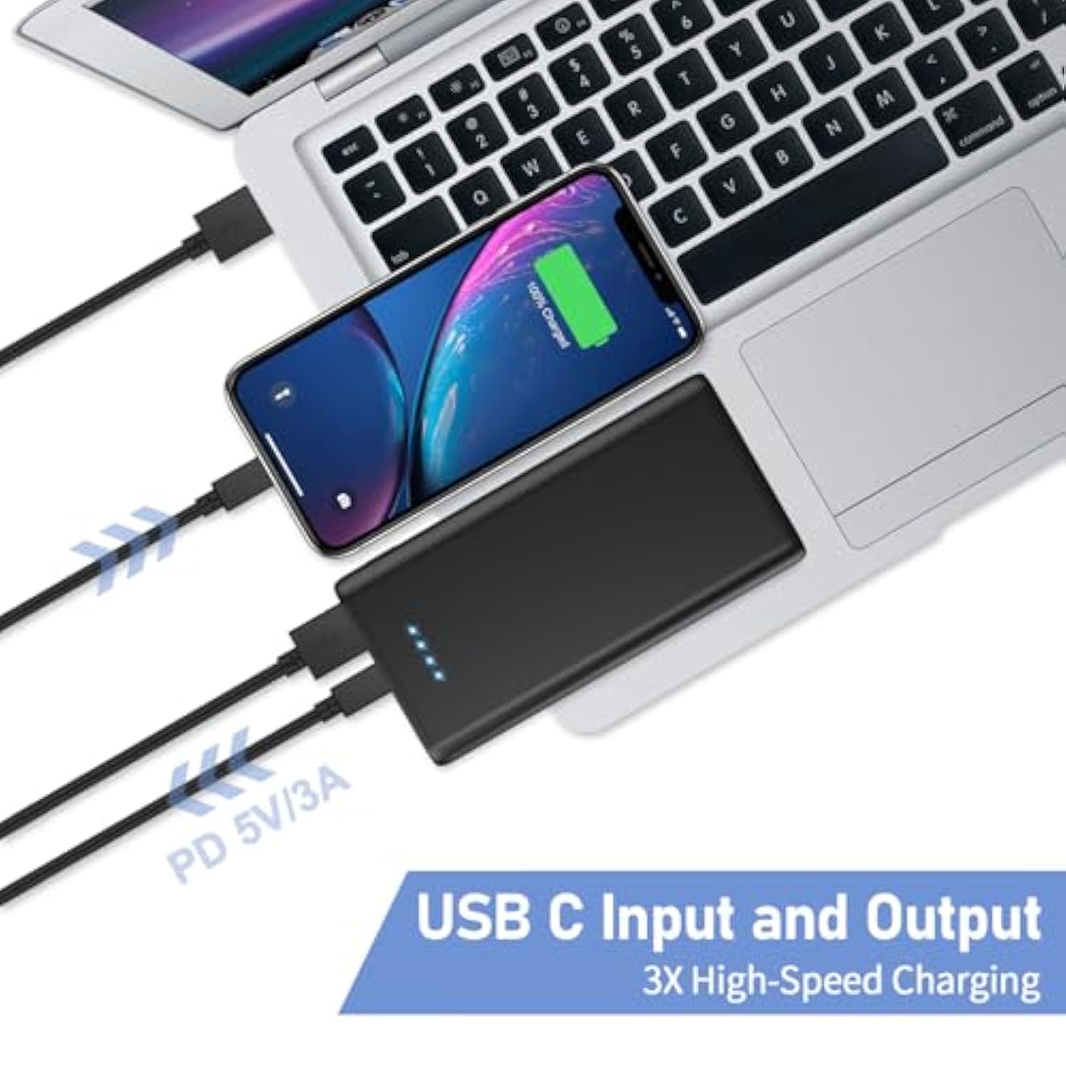 Portable Charger Power Bank 25,800Mah, 5V/3A Usb C In&Out Fast Phone Charging With Intelligent Smart Ic,3 Usb Port External Cell Phone Battery Pack Compatible With 16 15 14,Galaxy,Android Etc