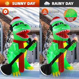 6.5Ft Christmas Inflatable Dinosaur Singing Outdoor Patio Decoration, Giant Dinosaur With Built-In Bright Led Lights For