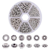 300pcs Antique Silver Spacer Beads – 6 Styles Tibetan Alloy for Jewelry DIY