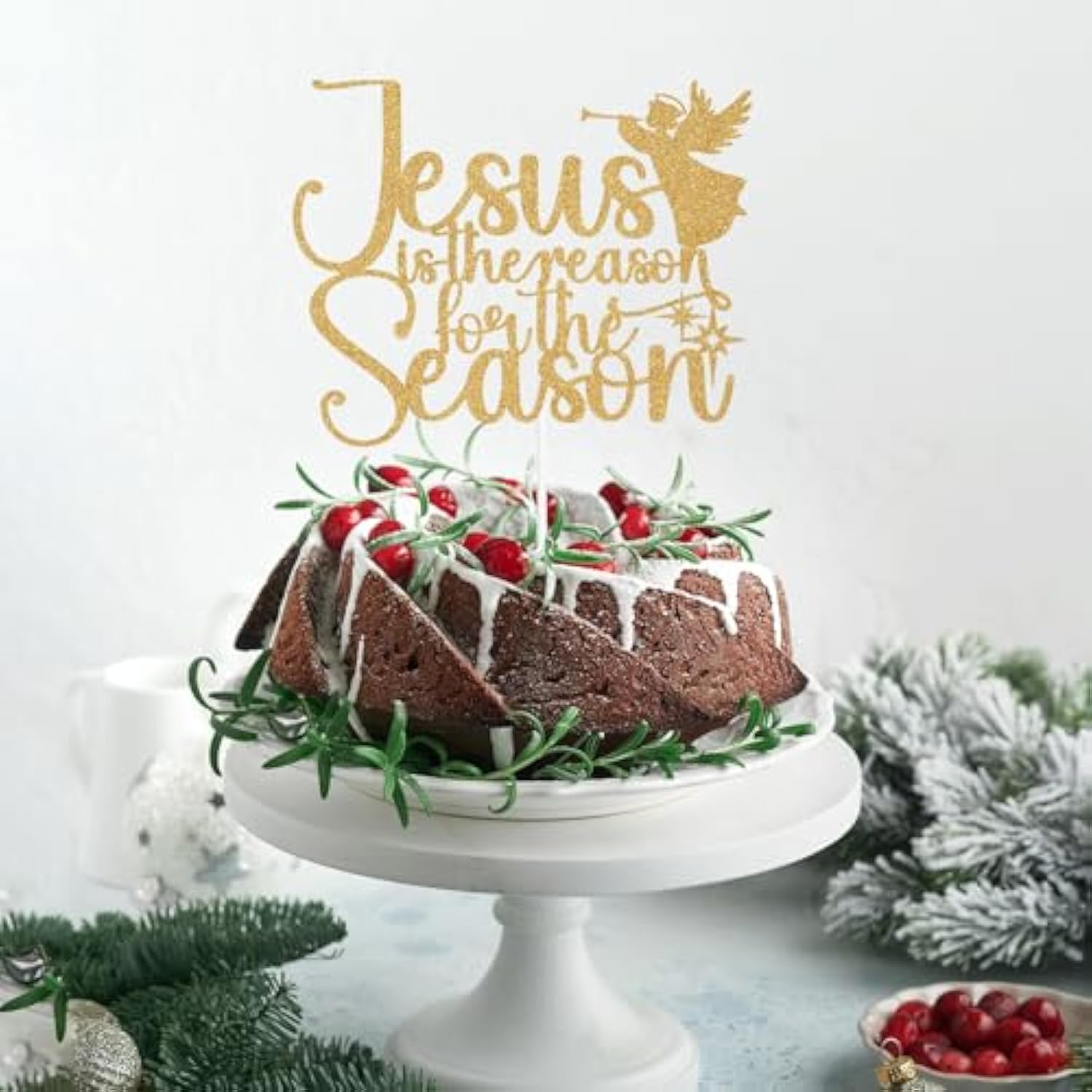 Jesus Is The Reason For The Season Cake Topper, Merry Christmas, Nativity Happy Birthday Jesus, Christmas Birthday Party Decorations Supplies