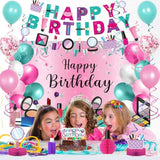 Makeup Birthday Party Decorations - 46Pcs Kit, Pink Spa Themed Birthday Supplies With Banner, Balloons, Cake Topper