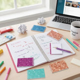 16 Pcs Glitter Pens And Notebooks Set Mini Spiral Notepads Fancy Pens For Kids Girls Women Sparkly Sequins Journaling Ballpoint Christmas Birthday Gift Classroom Rewards(Classic Color)