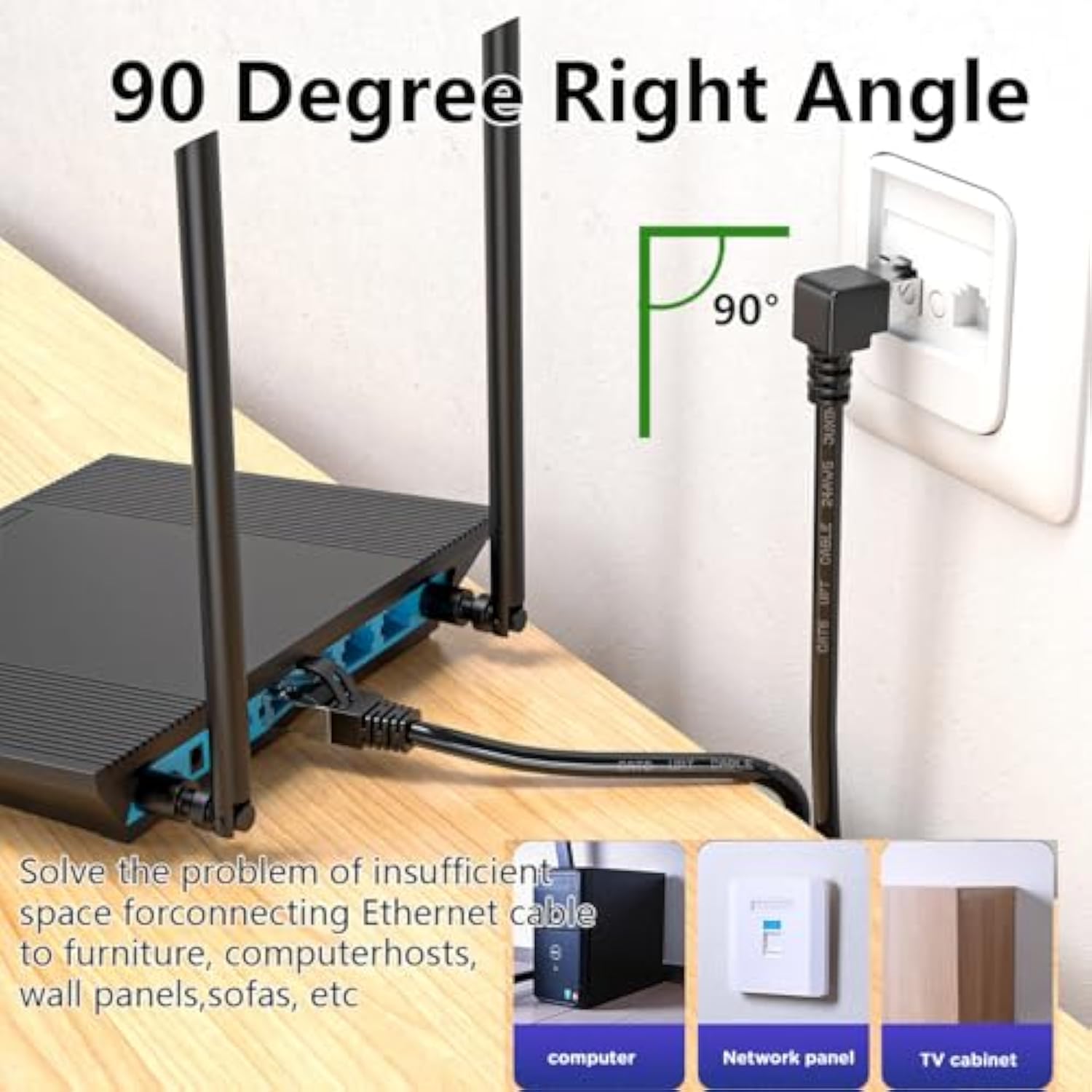 2Pack 90 Degree Cat6A Ethernet Cable Shielded Rightangle Down/Up 3Ft, Cat6 Net