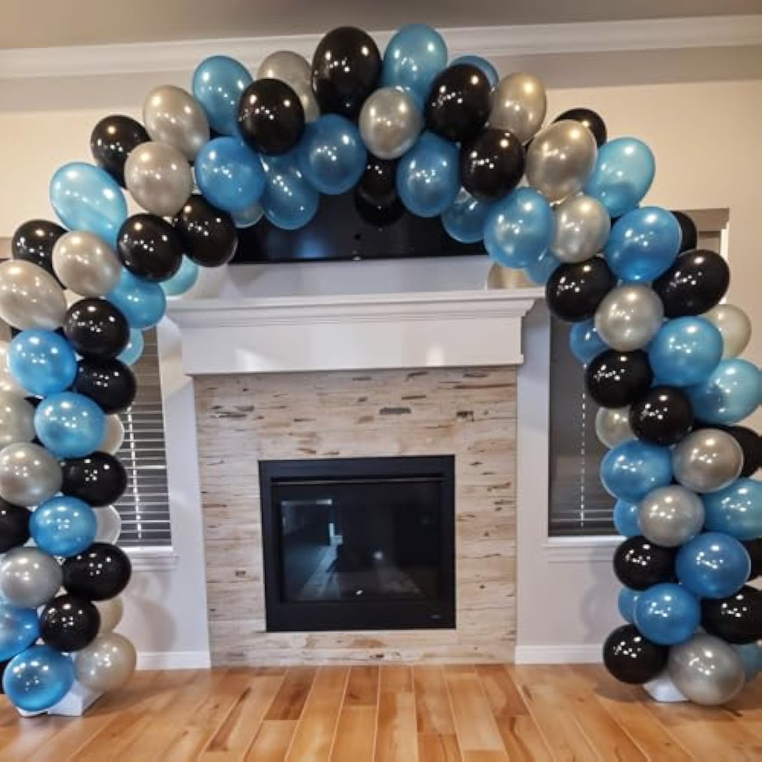 Blue And Black Balloons,12 Inch Dark Blue And Silver Black Pearl Light Blue Balloons For Kids Boys Birthday Party Decorations Baby Shower Graduations Celebrations Backdrop Supplies