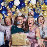 146Pcs Navy Blue And Gold Balloon Garland Arch Kit, Royal Blue White M