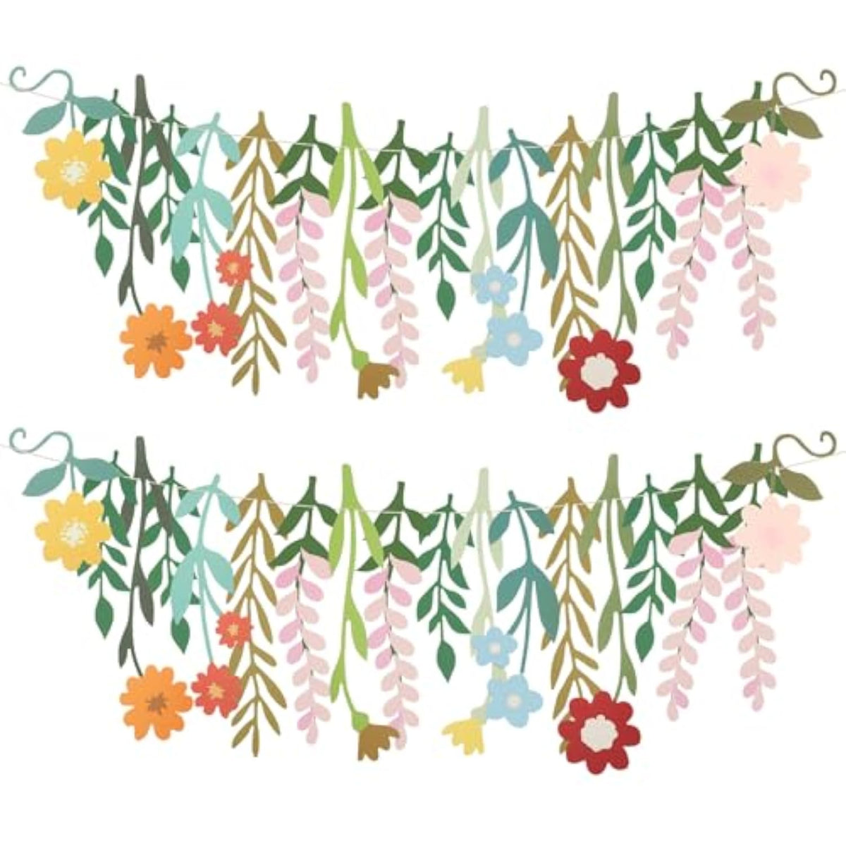 2 Pcs Flower Banner Garland Double-Sided Colorful Waterproof Flower Birthday Party Decoration Paper Backdrop For Birthday Wedding Baby Shower(Colorful)