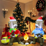7Ft Christmas Inflatable Decorations, Light Up Sitting Bears Roasting Marshmallows Over Campfire, Xmas Lighted Blowups F