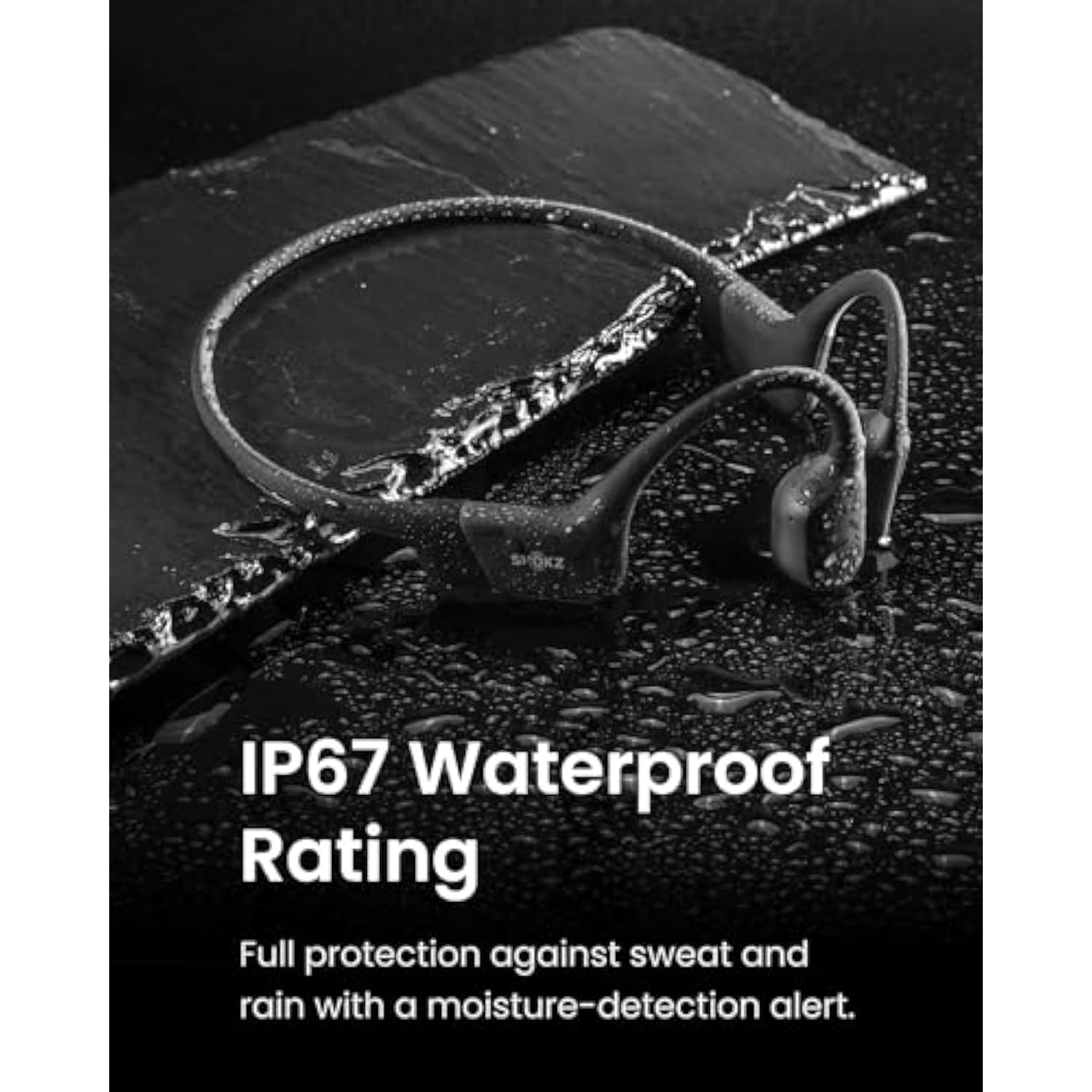 Openrun - Open-Ear Bluetooth Bone Conduction Sport Headphones, Sweat Resistant Wireless Earphones For Workouts And Running, Built-In Mic, With Hair Band, Black