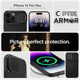 Spigen Optik Armor MagFit Designed for iPhone 14 Pro Max Case (2022) [Military-Grade Protection] Compatible with MagSafe - Black
