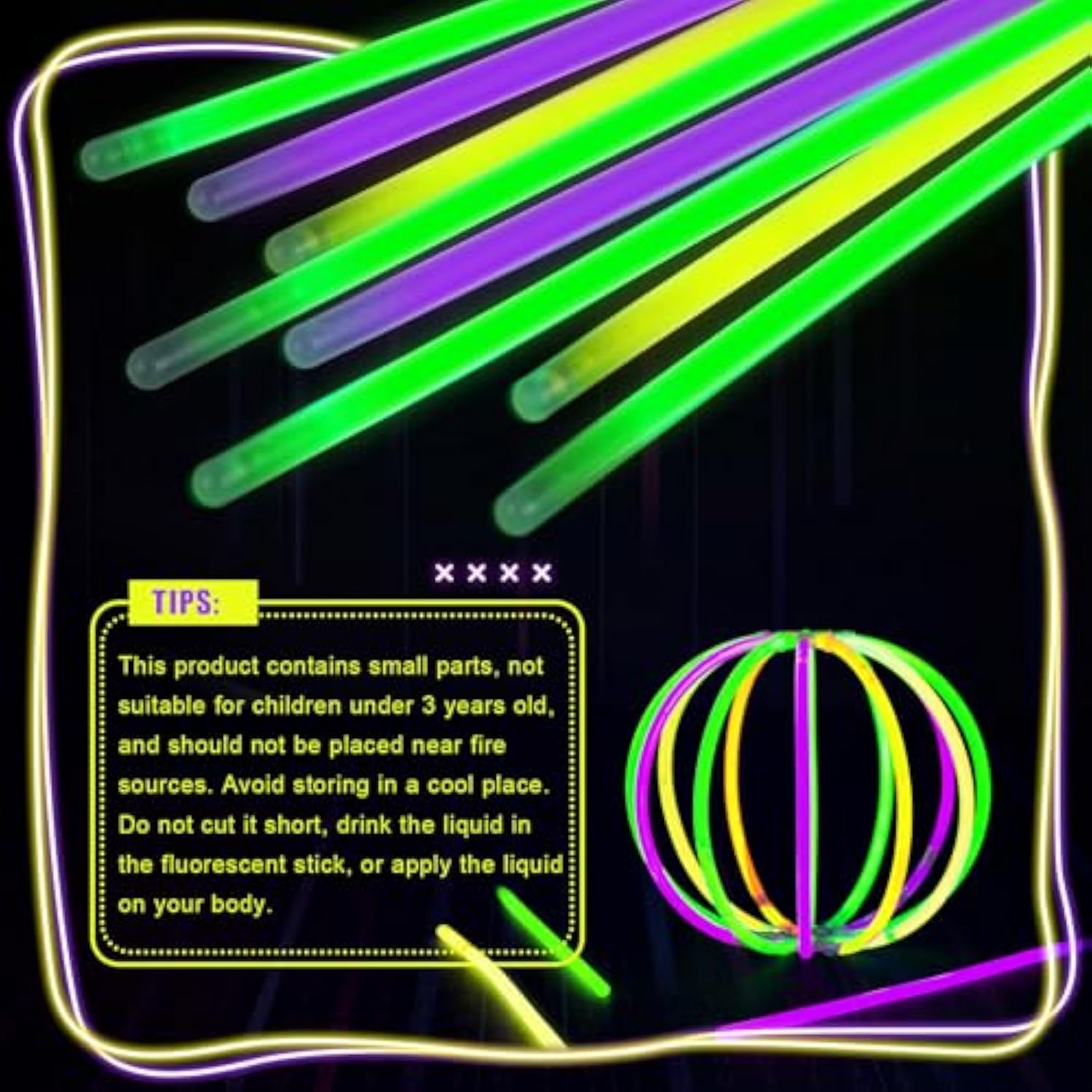 450pcs 8in Mardi Gras Glow Sticks Bracelets Necklaces Party Supplies Neon