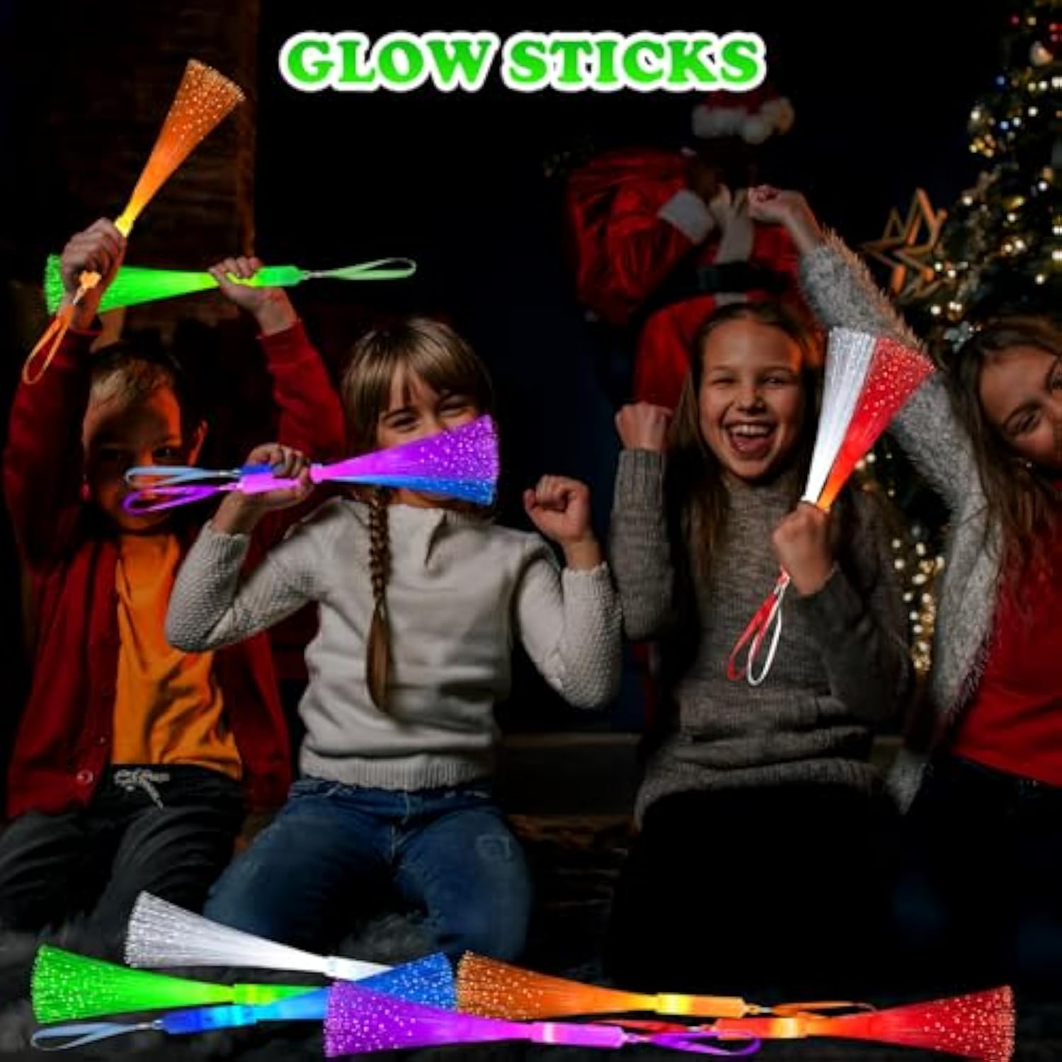 6-Pack New Year Glow Sticks Light Up Fiber Optic Wand Party Favors
