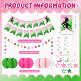 Pink And Green Party Decoration Princess And Witch Theme Birthday Party Accessories Pink And Green Happy Birthday Banner And Lively Star Party Decorations