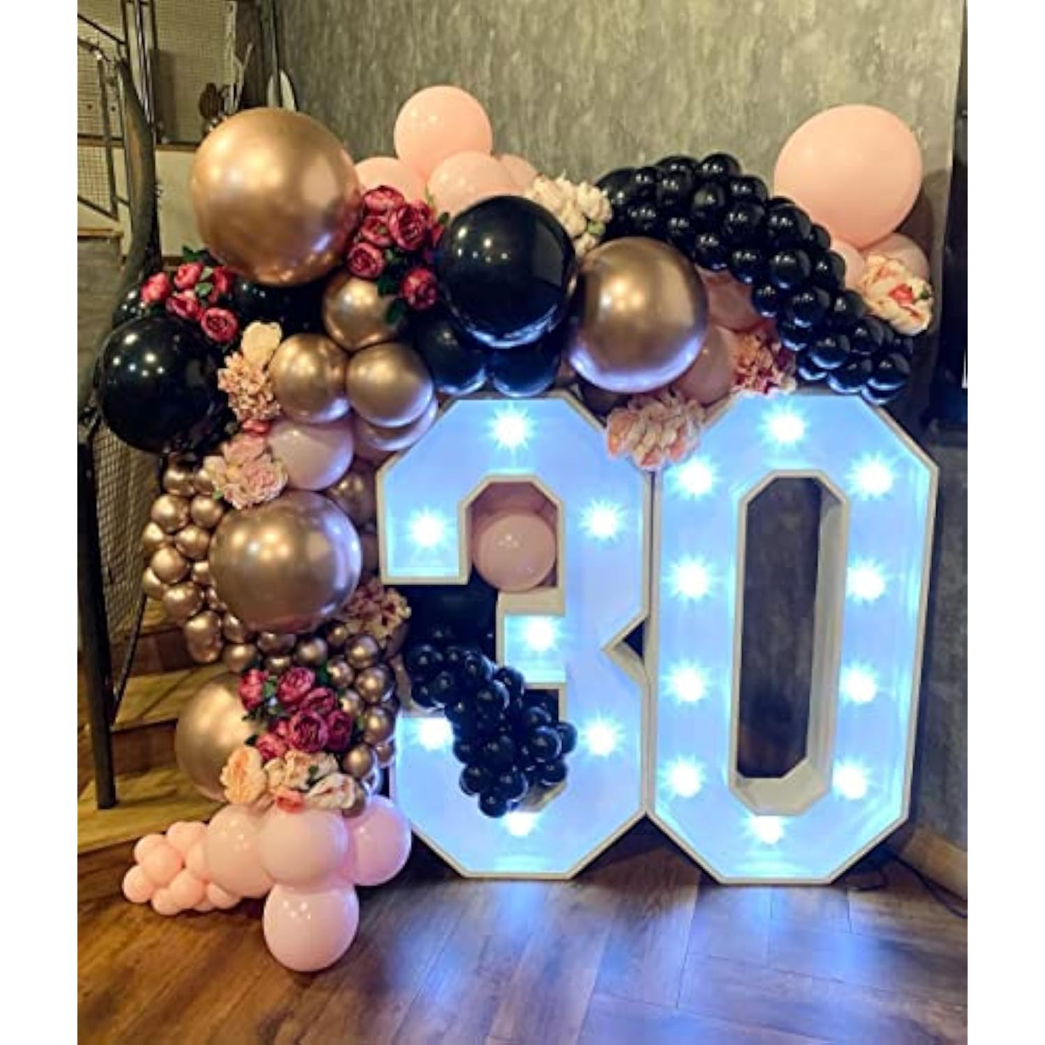 Rose Gold Black Balloons Garland Kit, 100Pcs Metallic Chrome Rose Gold Black And Rose Gold Confetti Balloons Arch For Wedding, Birthday, Graduation, Baby Shower Party Decoration