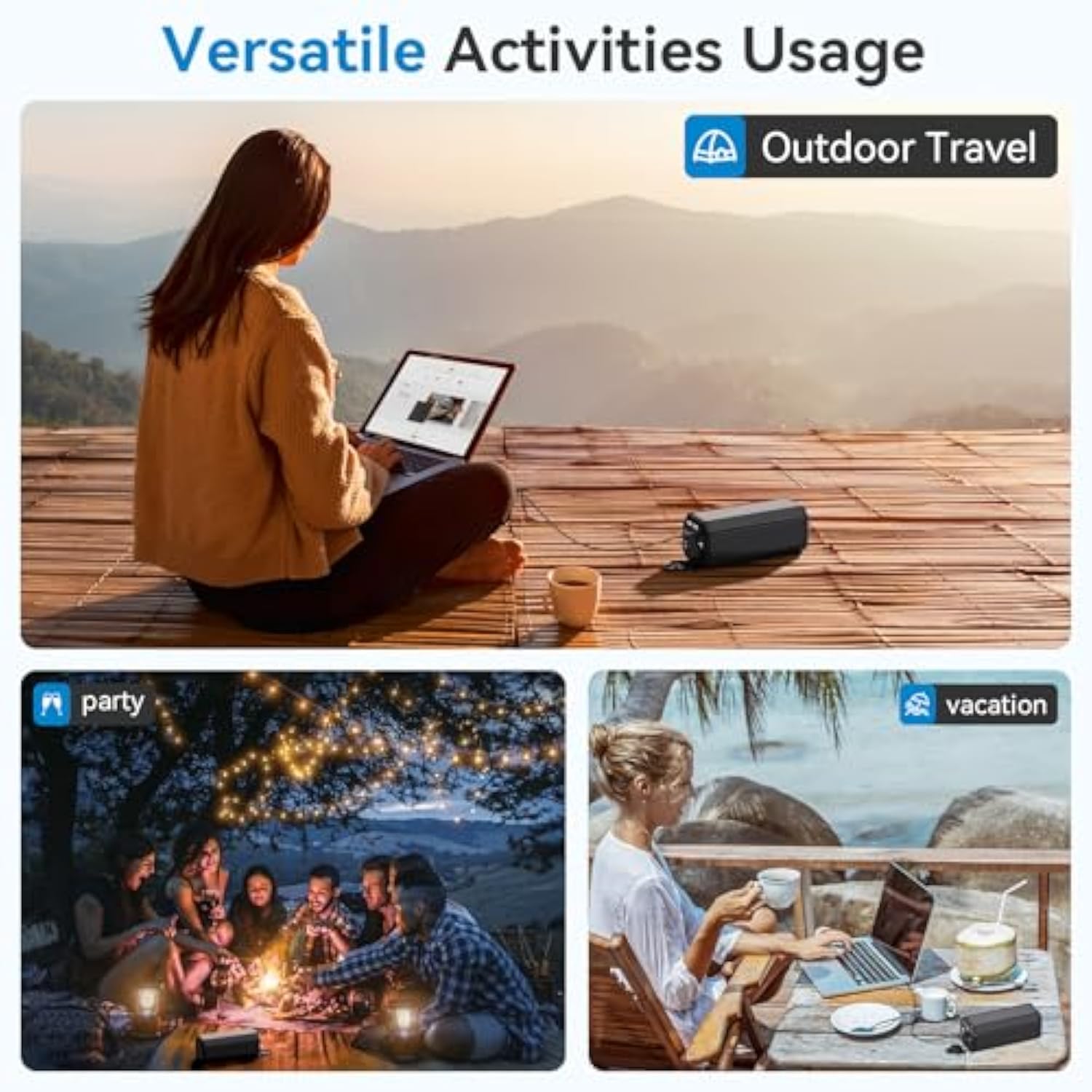 Portable Power Bank With Ac Outlet, 100W Portable Laptop Charger, 98Wh/27000Mah High Capacity With 65W Pd Usb C Laptop Battery Bank, Backup Power Source For Business Travel And Outdoor Activities