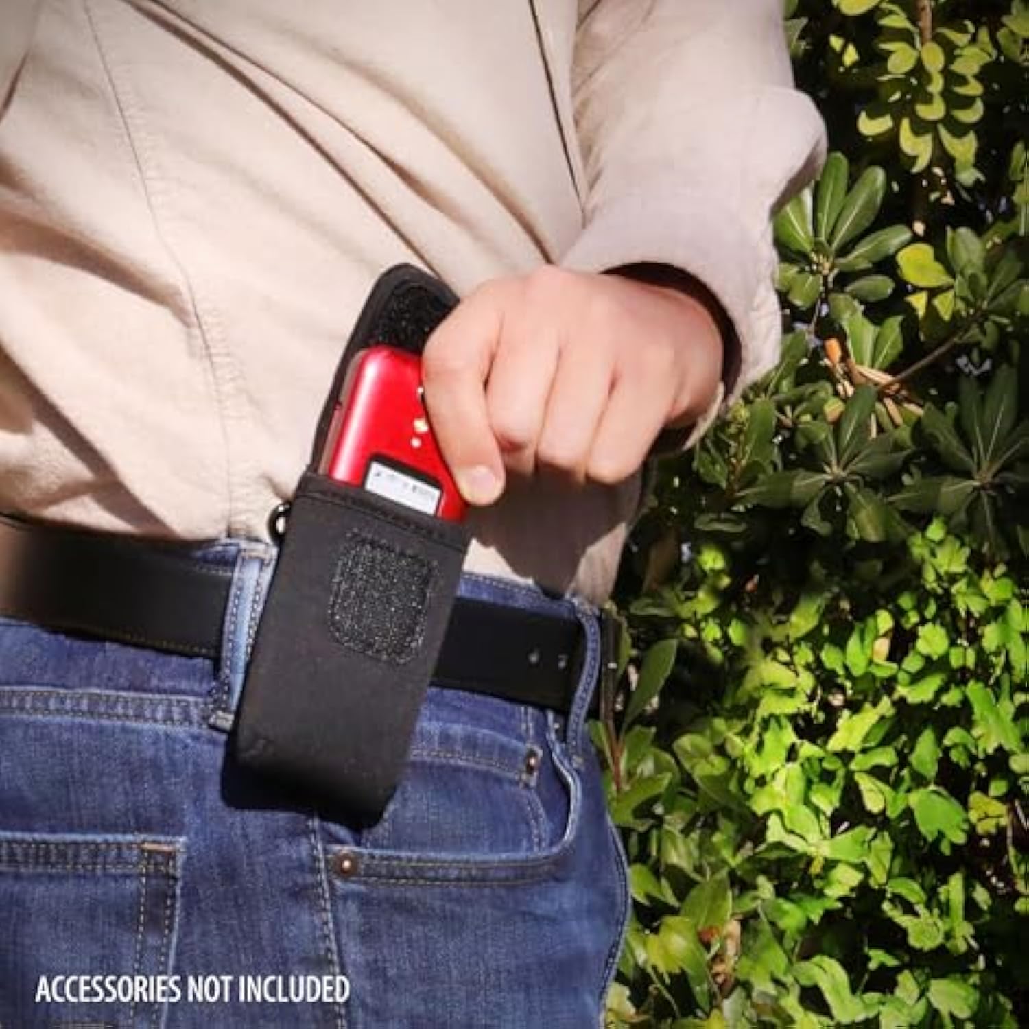 USA Gear Flip Phone Belt Case Compatible with Jitterbug 2, Alcatel GO, Nokia 2780, Tracfone TCL 2, Artfone G3 and more - Neoprene Flip Phone Pouch, Belt Loop, Carabiner Clip, Easy Access Hook and Loop