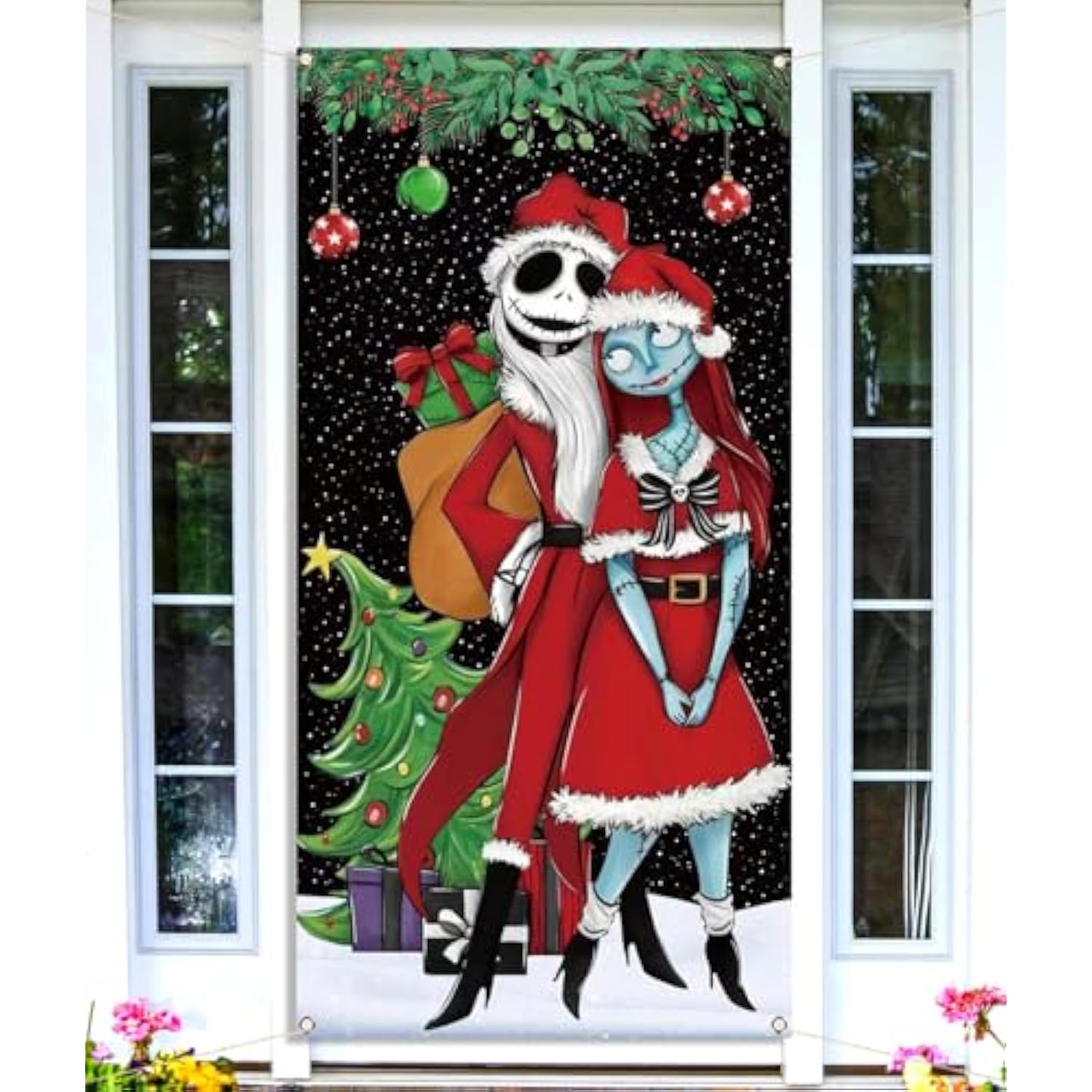 Christmas Door Cover Merry Christmas Xmas Winter Holiday Party Front Door Banner Photography Home Porch Decoration