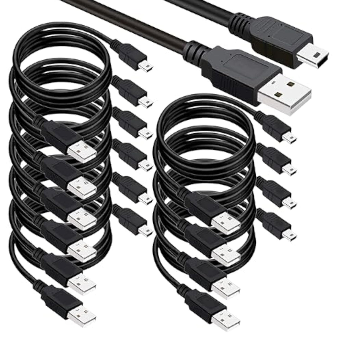 SaiTech IT USB 2.0 A to Mini 5 pin B Cable for External HDDS/Camera/Card Readers/MP3 Player-Black (10 Pack 3 Feet)