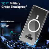 Clear Magnetic Transparent Case for Samsung Galaxy Note 9 6.4 inch, 2018 Release, Military-Grade Shockproof Protection Funda