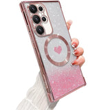 Cute Pink Glitter Heart Case for Samsung Galaxy S22 Ultra