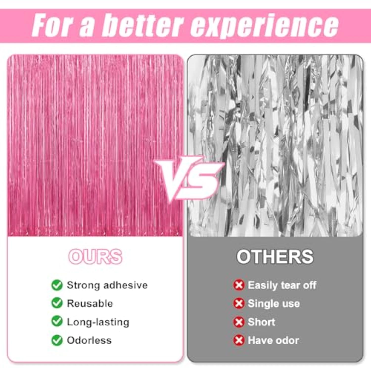 3 Pack 3.3 X 9.9 Ft Pink Foil Fringe Glitter Curtains Party Decorations, Tinsel Backdrop For Parties, Door Streamers For Birthday, Photo Booth Backdrops, Party Decor