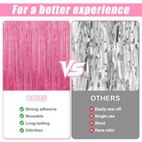 3 Pack 3.3 X 9.9 Ft Pink Foil Fringe Glitter Curtains Party Decorations, Tinsel Backdrop For Parties, Door Streamers For Birthday, Photo Booth Backdrops, Party Decor