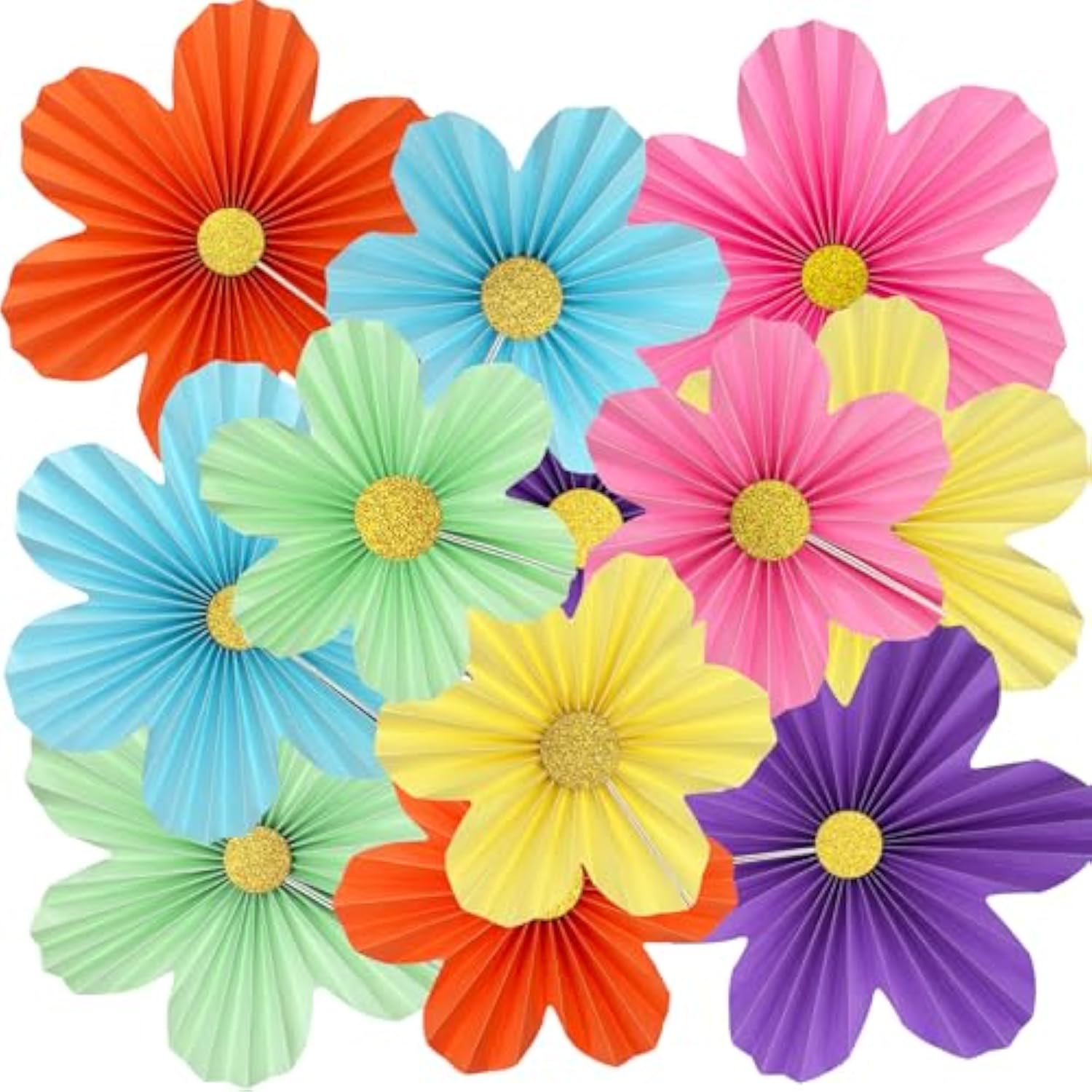 12pcs Rainbow Pastel Paper Flowers Wall Hanging Party Backdrop Decor