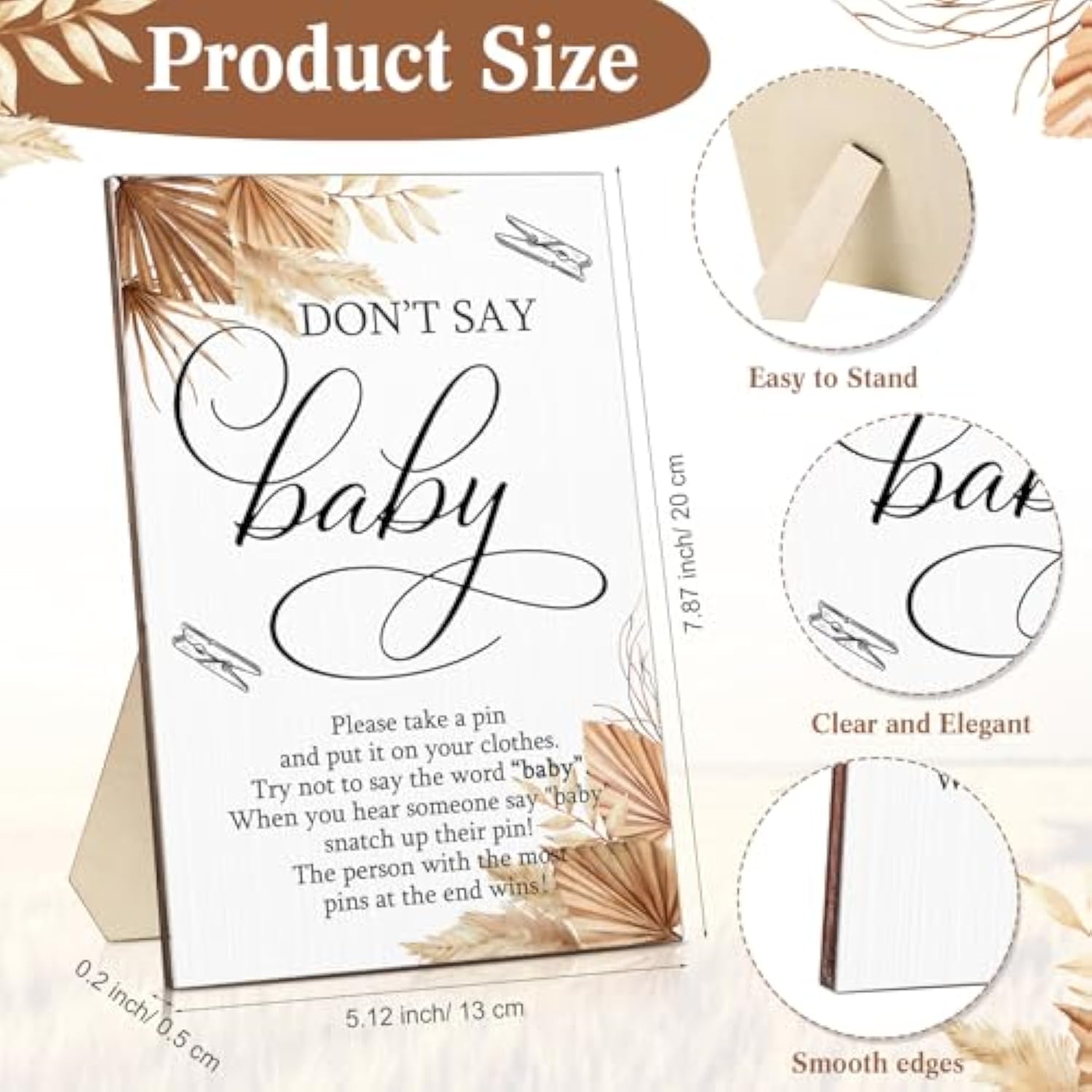 101 Pcs Don'T Say Baby Shower Games 100 Clothespins With 1 Sign For Baby Shower Decorations Clothes Pin Game Gender Reveal Party Prizes(Pink)