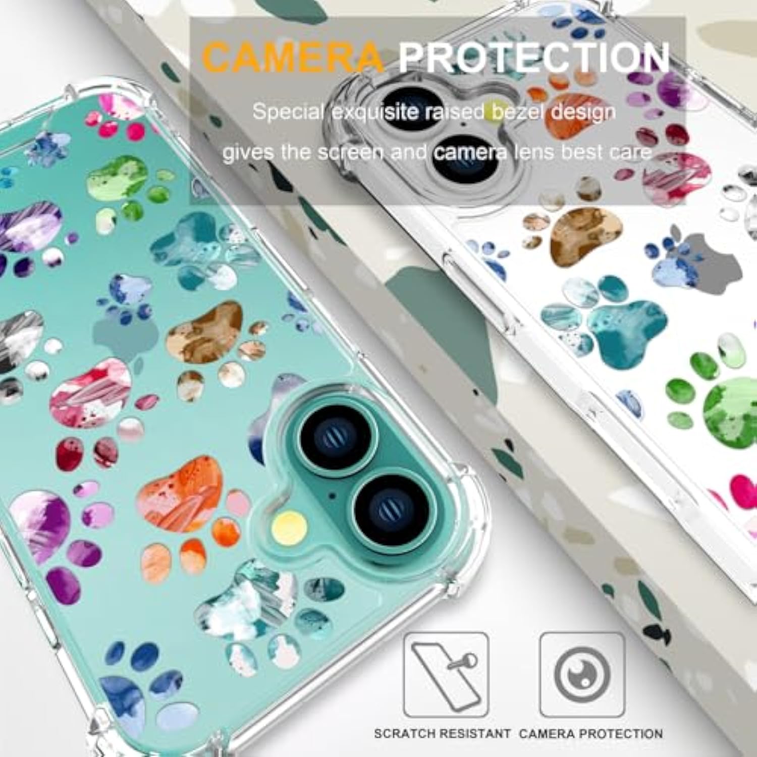 Cases Compatible With Iphone 16 Case For Women Cute Phone Case Clear Design, 16 Case Transparent Cool Kawaii Protective,Lovely Dogs Paws Animal Watercolor