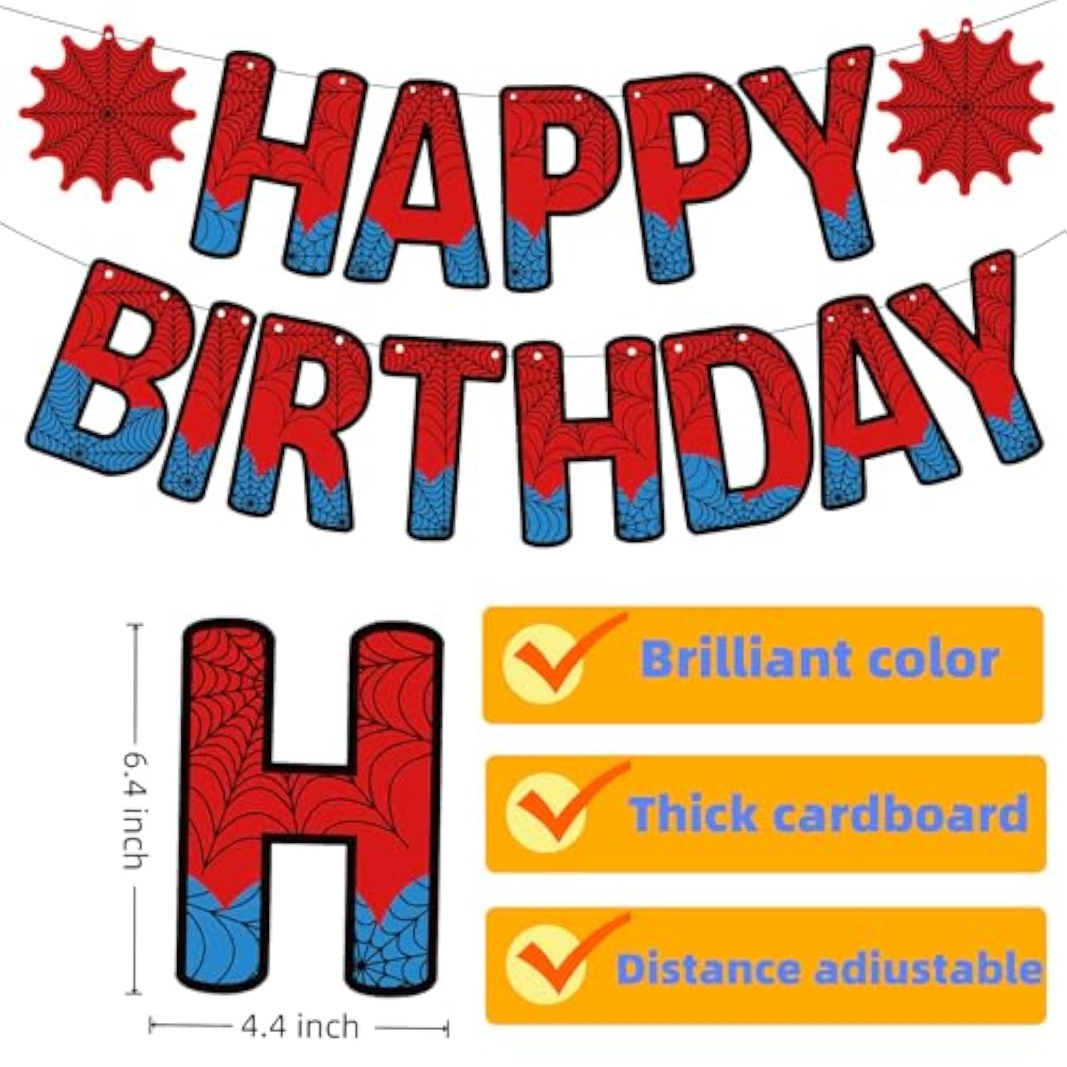 Spider Happy Birthday Decorations Birthday Baby Banners Kid-Friendly Party Supplies