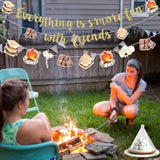 S’More Banner Decorations - Everything Is S’More Fun With Friends Bonfire Camping Themed Garland Hanging Decors Birthday Gender Reveal Pregnancy Celebration Party Supplies