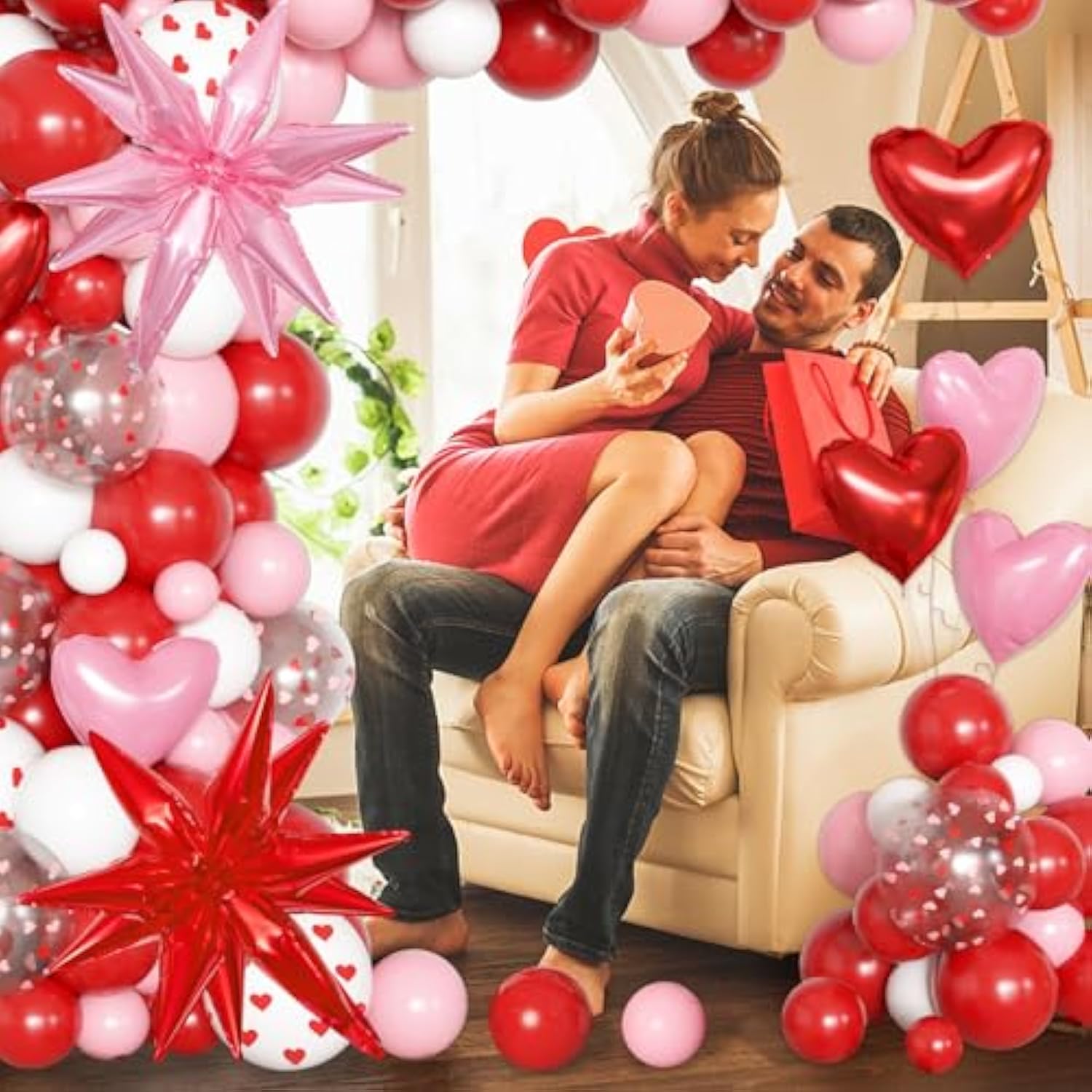 169Pcs Valentines Day Balloons Garland Arch Kit, Pink Red White Confetti Heart Balloon For Women Girls Valentine'S Mother'S Day Wedding Bachelorette Engagement Anniversary Party Decorations