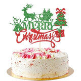 Merry Christmas Cake Topper Red Green Holiday Party Decoration