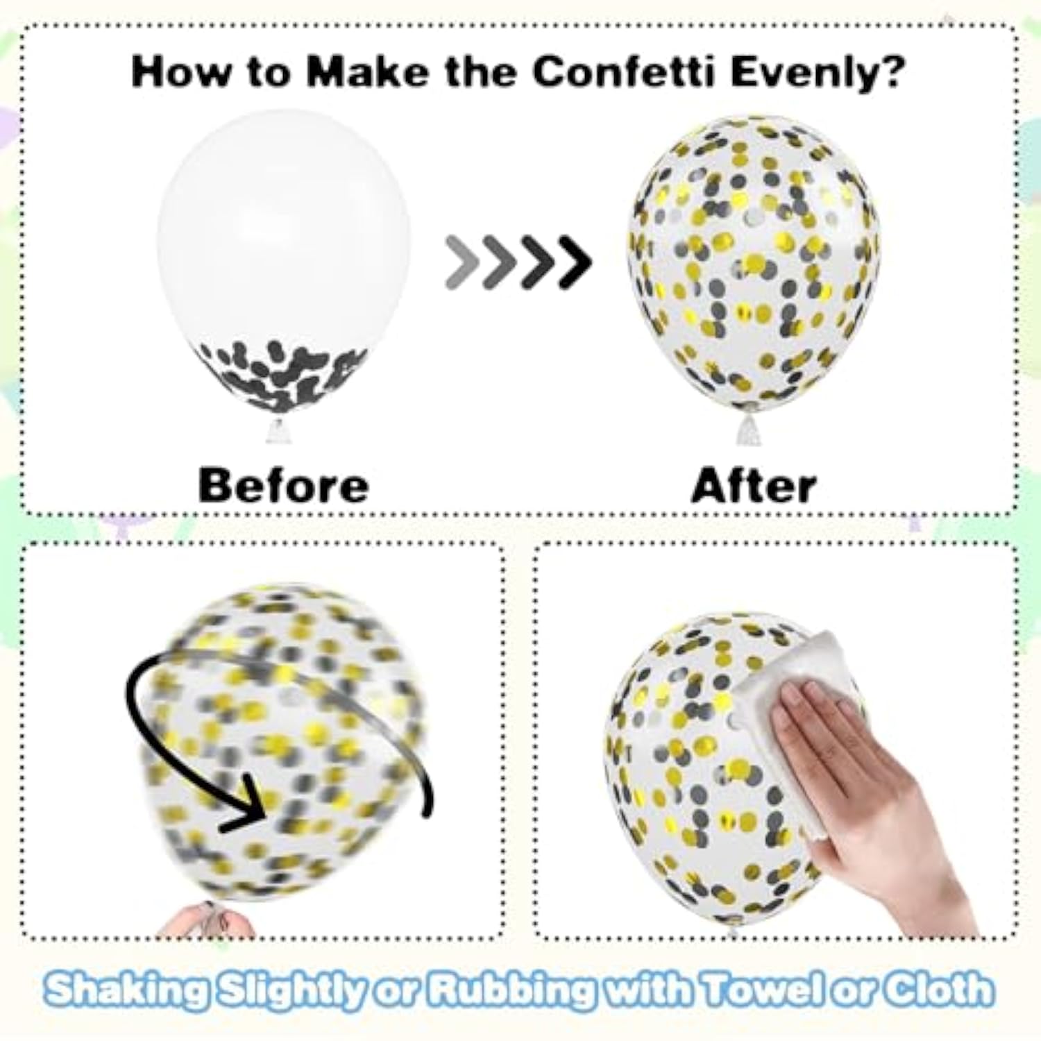 Metallic Black & Gold Balloon Kit 12-Inch Confetti & Star Foil Party Decor