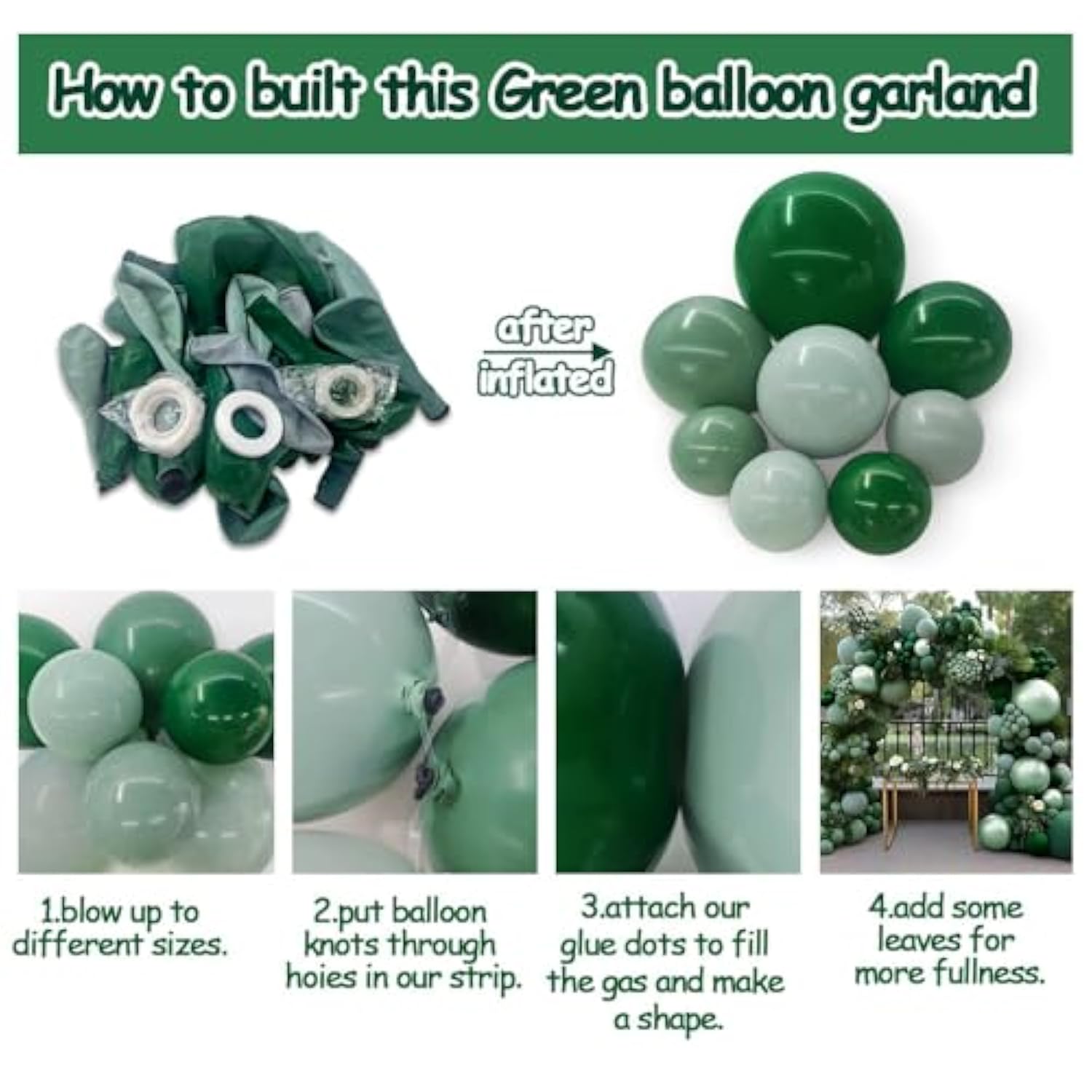 108pcs Green Balloon Garland Kit – Emerald, Sage & Olive Balloons for Party Decor