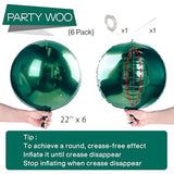 Dark Green Orbz Balloons: 22" Foil Party Decorations - 6 Pcs