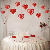 15 Pieces Valentine'S Day 3D Heart Hanging Decorations Red Hearts Hanging Ornaments With Red Ribbons Party Supplies For Indoor Outdoor Bridal Shower Anniversary Wedding Party Decorations