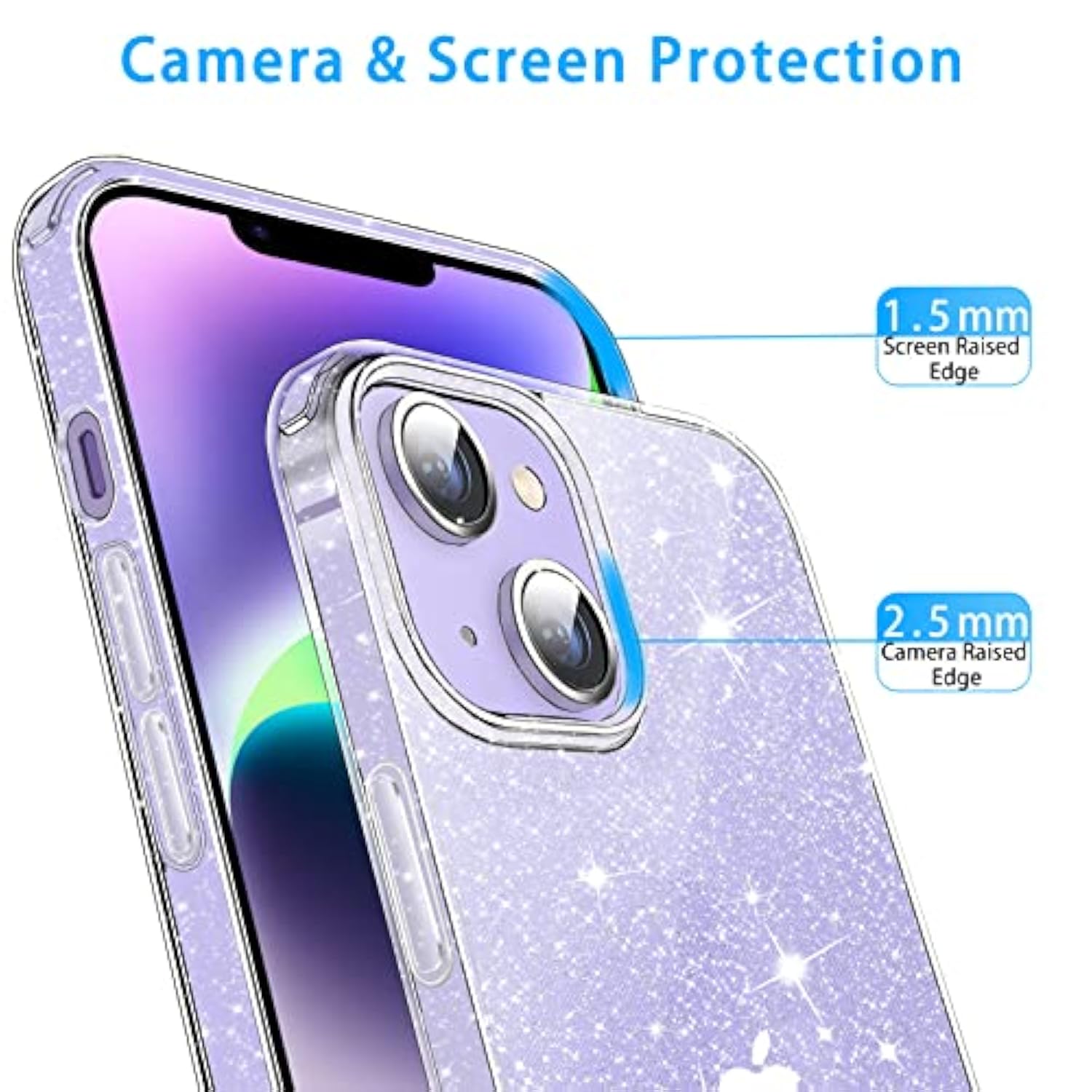 Compatible With Iphone 14 Case, Bling Sparkle Soft Tpu Anti-Scratch Shockproof Protective Phone Bumper, Women Girls Cute Slim Sparkly Phone Case For Iphone 14, Clear Glitter