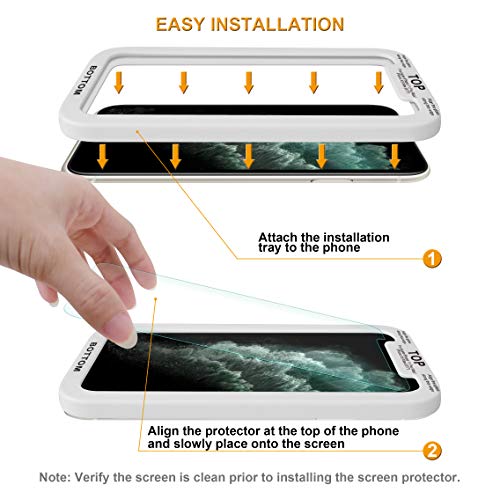 (3 Pack) Designed for Apple iPhone 11 Pro Max and iPhone XS Max (6.5 inch) Tempered Glass Screen Protector with (Easy Installation Tray) Anti