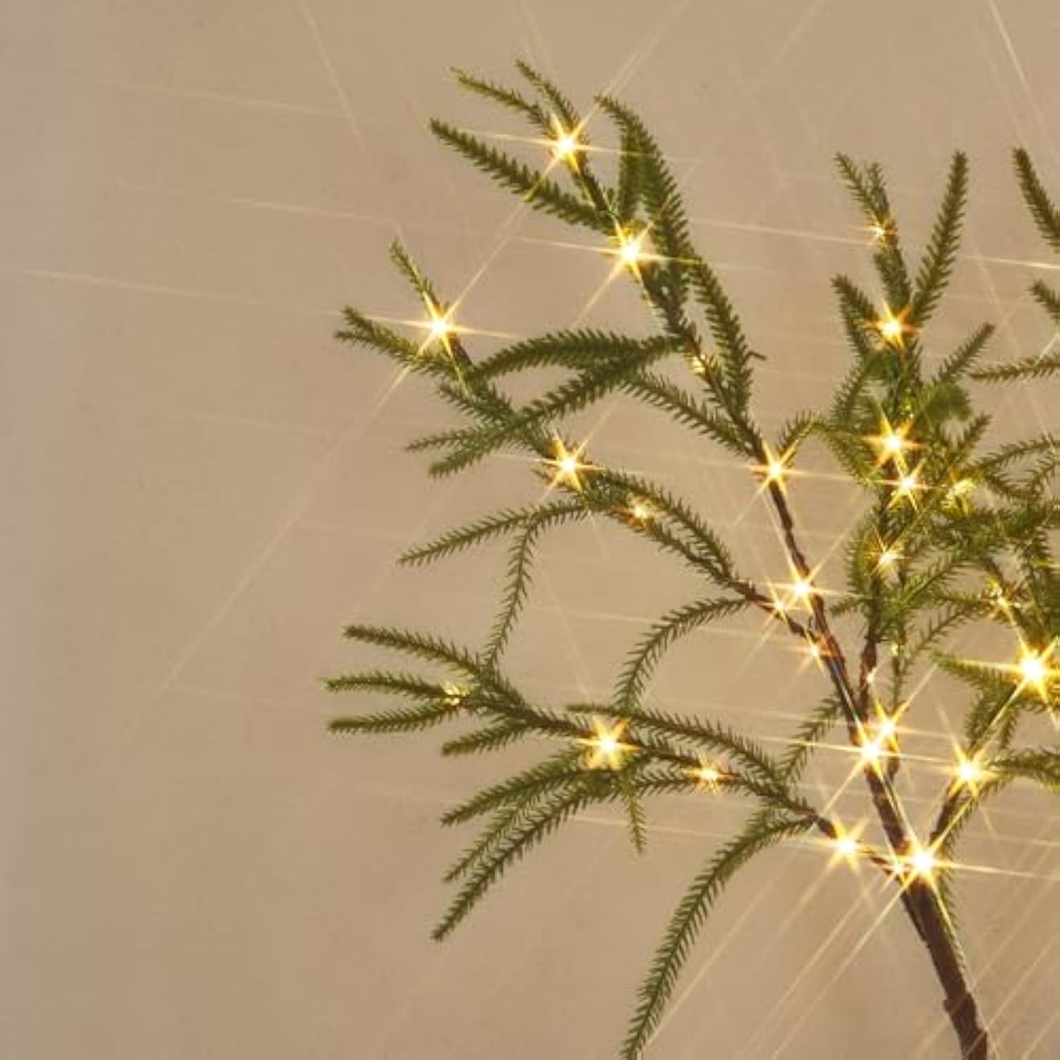 Lighted Christmas Norfolk Pine Tree 416 Led Fairy Lights 6Ft Plug In, Faux Pine Tree Lights For Indoor Outdoor Home Holiday Decoration