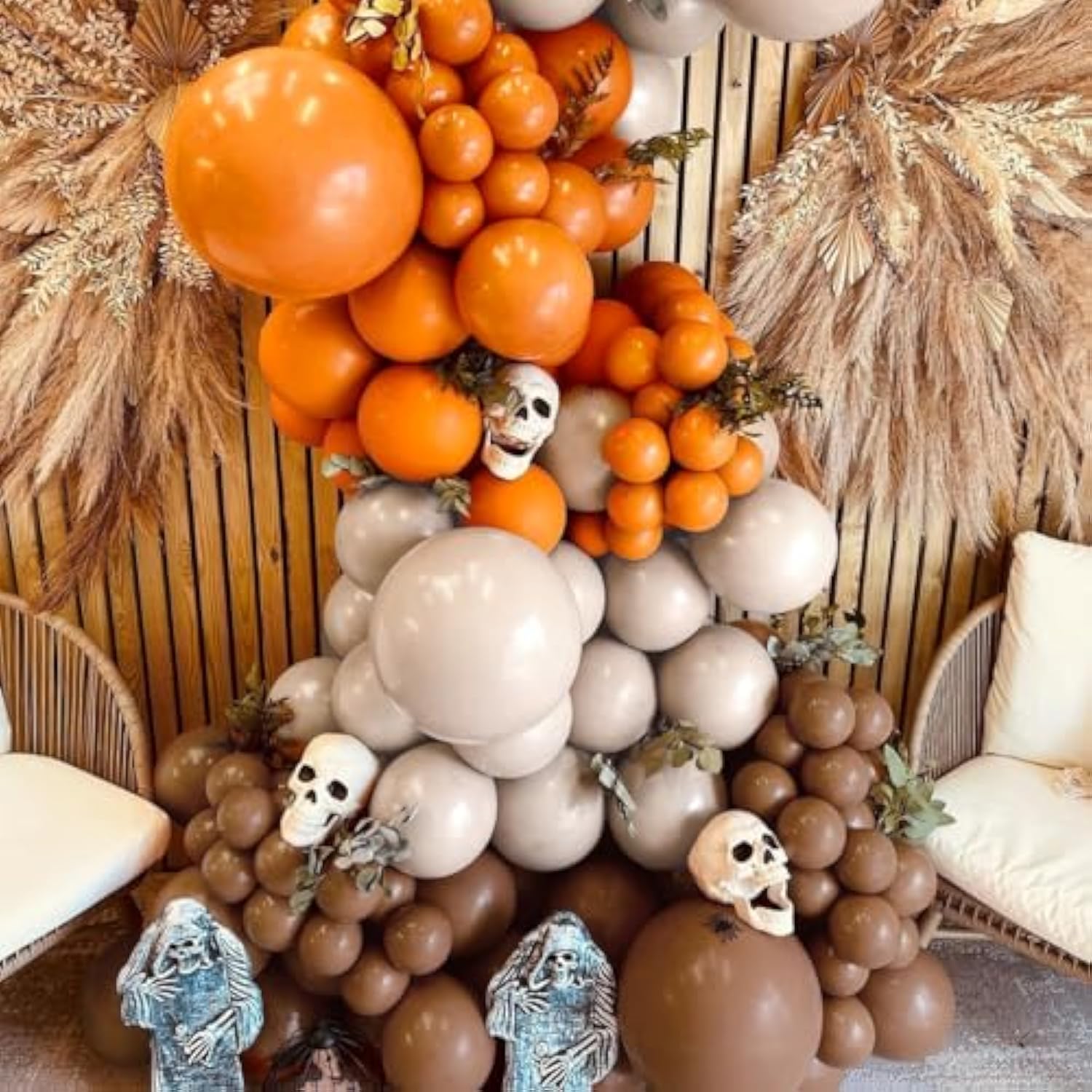 Fall Balloon Arch Kit: Orange, Brown & Sand White - Thanksgiving Decor