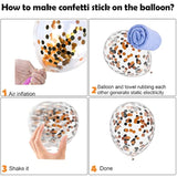 Halloween Balloons Orange Black Decorations 60Pcs 12Inch Matte Black Orange Latex Confetti Balloon For Celebration Trick Or Treat Party Spooky Ghost Party Bar Anniversary Graduation