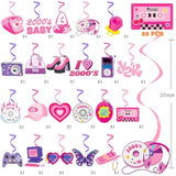 20Pcs Y2K Party Hanging Swirls 2000S Pink Birthday Party Decorations For Girls I Love 00‘S Theme Ceiling Swirl Streamers For Hot Girl Bday Retro 2000S Female Bachelorette Party Supplies