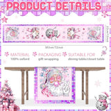 Disco Ball Christmas Table Runner,Santa Claus Bow And Disco Ball Table Runner,Merry Christmas Tabletop Cover,Retro Xmas Party Decorations For Home Indoor Kitchen Dining Winter Party Supply