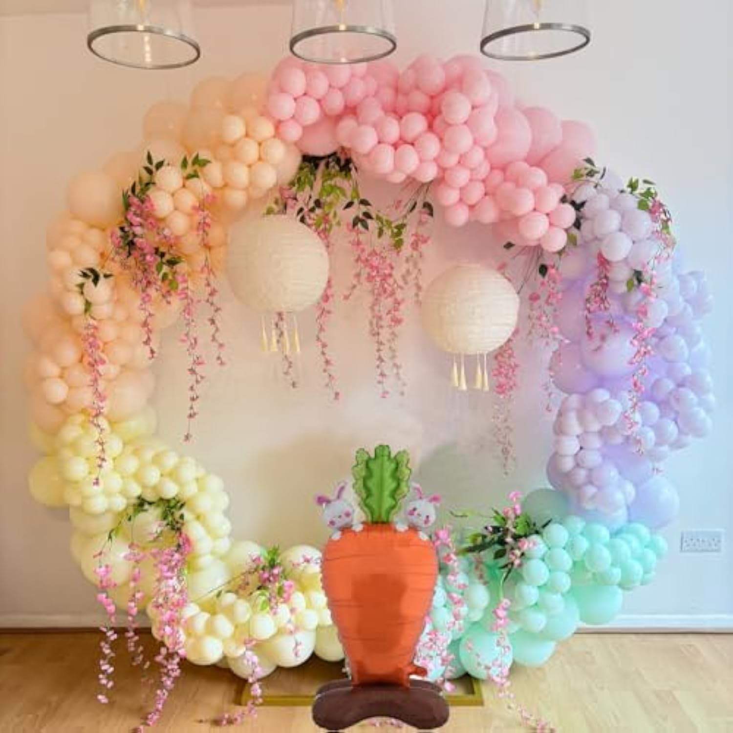 155Pcs Easter Balloon Arch Kit, Pastel Balloon Garland Decorations With Daisy Flower Bunny Carrot Foil Mylar Balloons For Party Birthday Baby Shower And Spring Celebrations