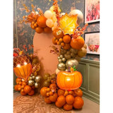 146PCS Fall Thanksgiving Balloon Arch Kit with Orange Gold Pumpkin Balloons