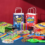 122 Pcs Hero Party Favors Birthday Party Decorations,Slap Bracelets,Stickers And Gift Bags Goodie Bag Stuffers Classroom Rewards Piñata Fillers For Kids Boys Theme Party Supplies