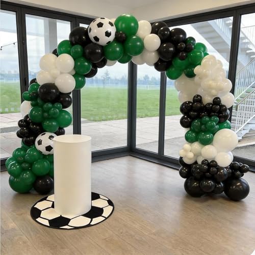 50 Pcs Black Green Soccer Balloons for Soccer Birthday and Team Party Decor