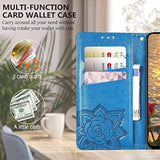 For Galaxy S25 5G Phone Case Wallet,Women Flip Folio Cover With Credit Card Holders Slots Butterfly Embossed Pu Leather Kickstand Wrist Strap Purse For Samsung S25 (Blue)